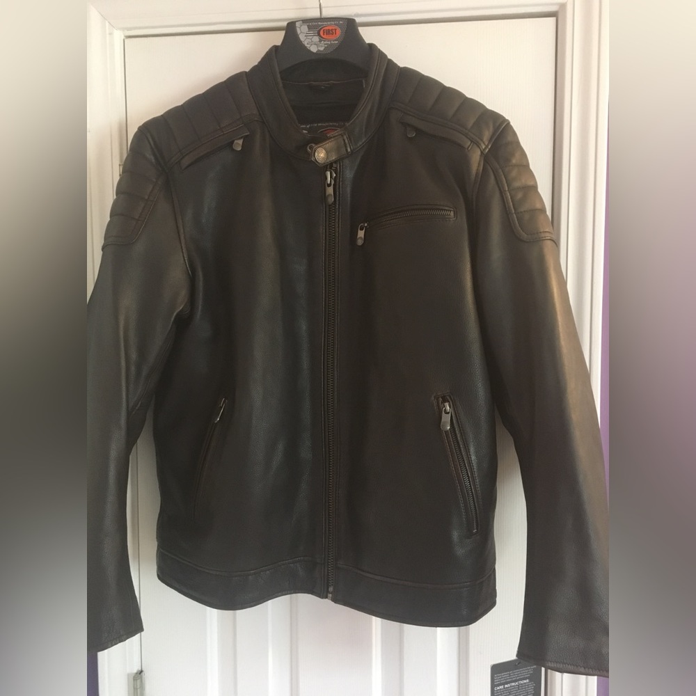 First Classics Brown Leather Motorcycle Jacket Men’s XL